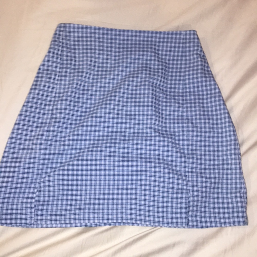 Never worn baby blue plaid brandy Melville skirt